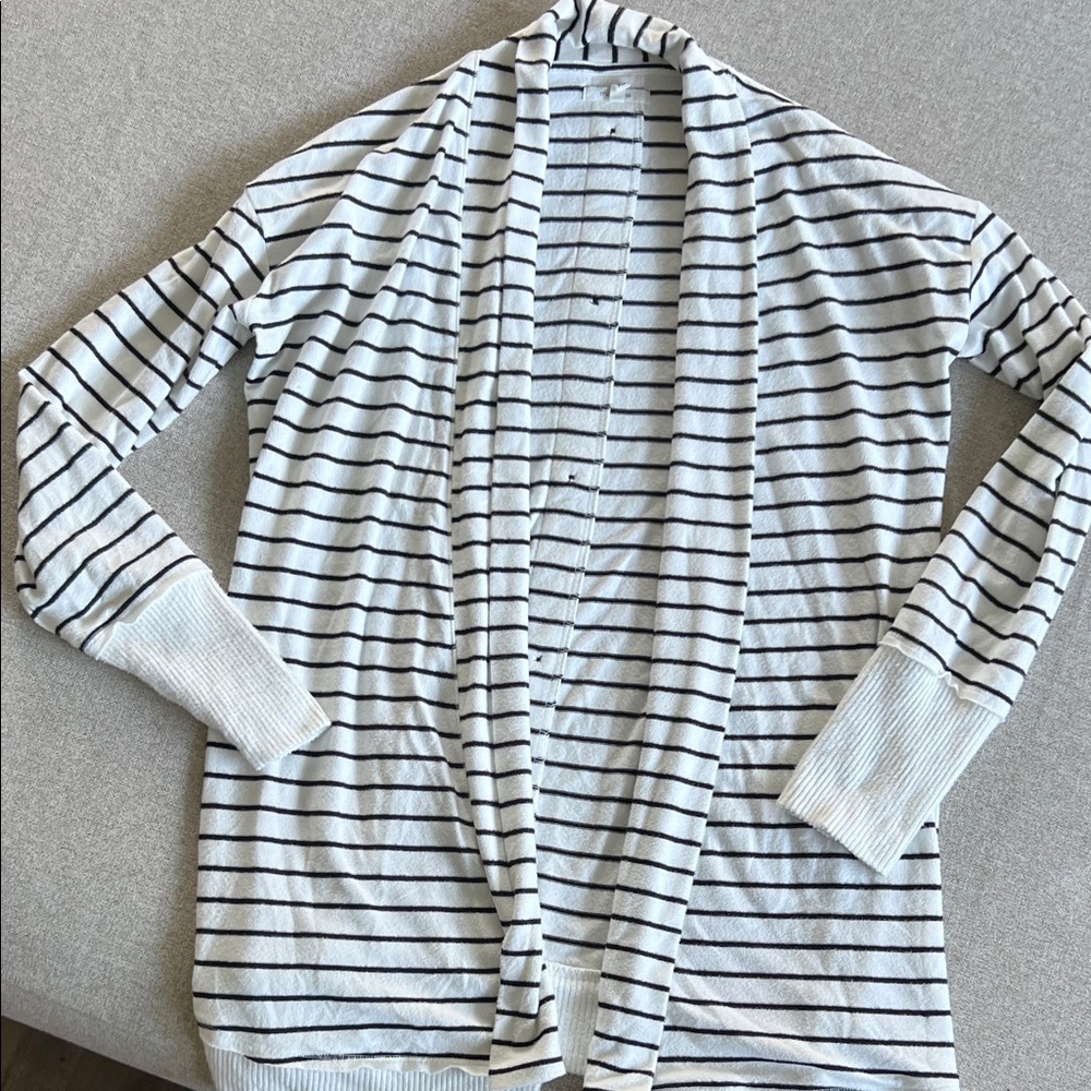 Maurices White and Black Striped Cardigan
